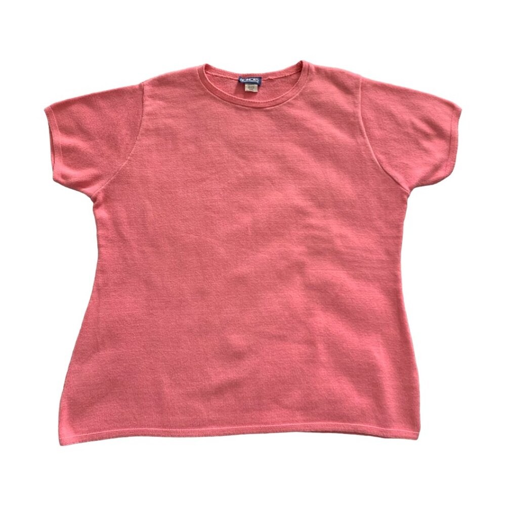 HONORS Vintage 90s Women's Peach Pink Short Sleeve Crewneck Sweater Sz L/XL - Picture 4 of 5